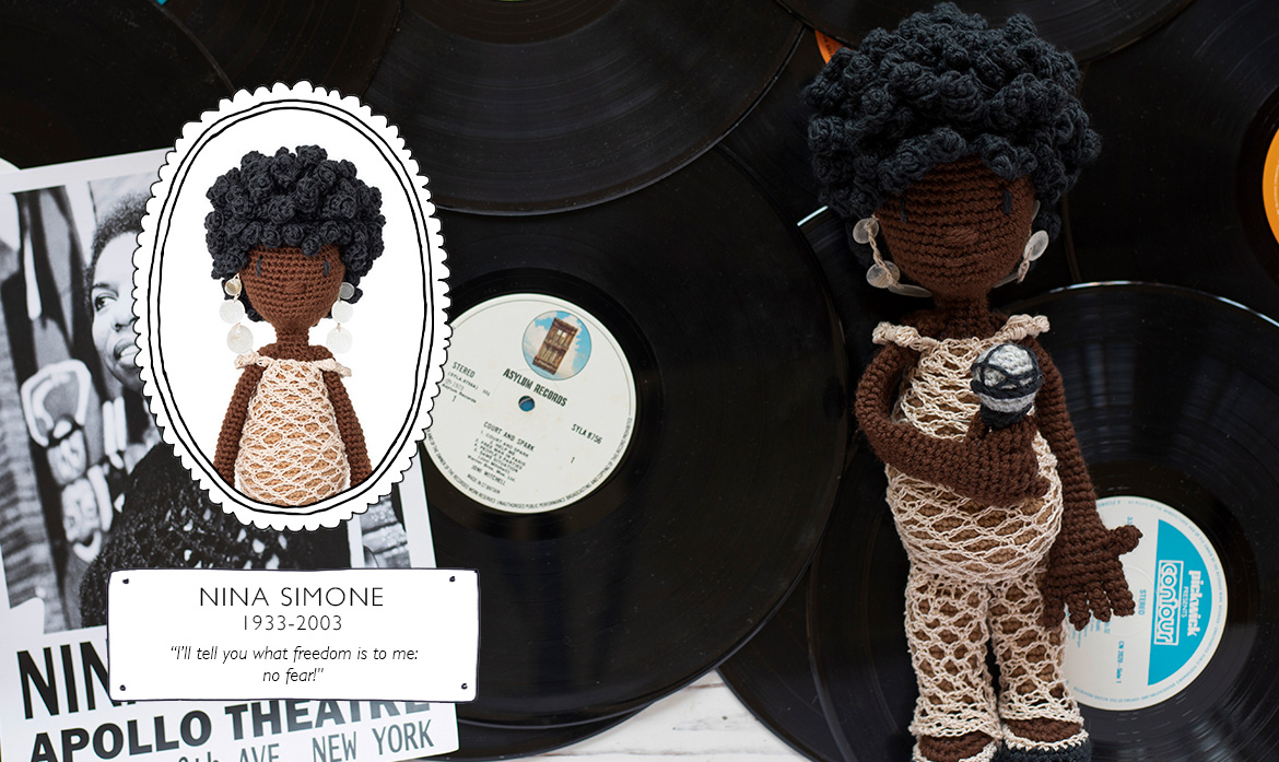 Nina Simone international womens day crochet doll
